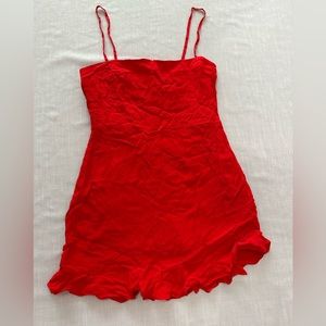 Privacy Please red sleeveless mini dress, ruffle hem, size small